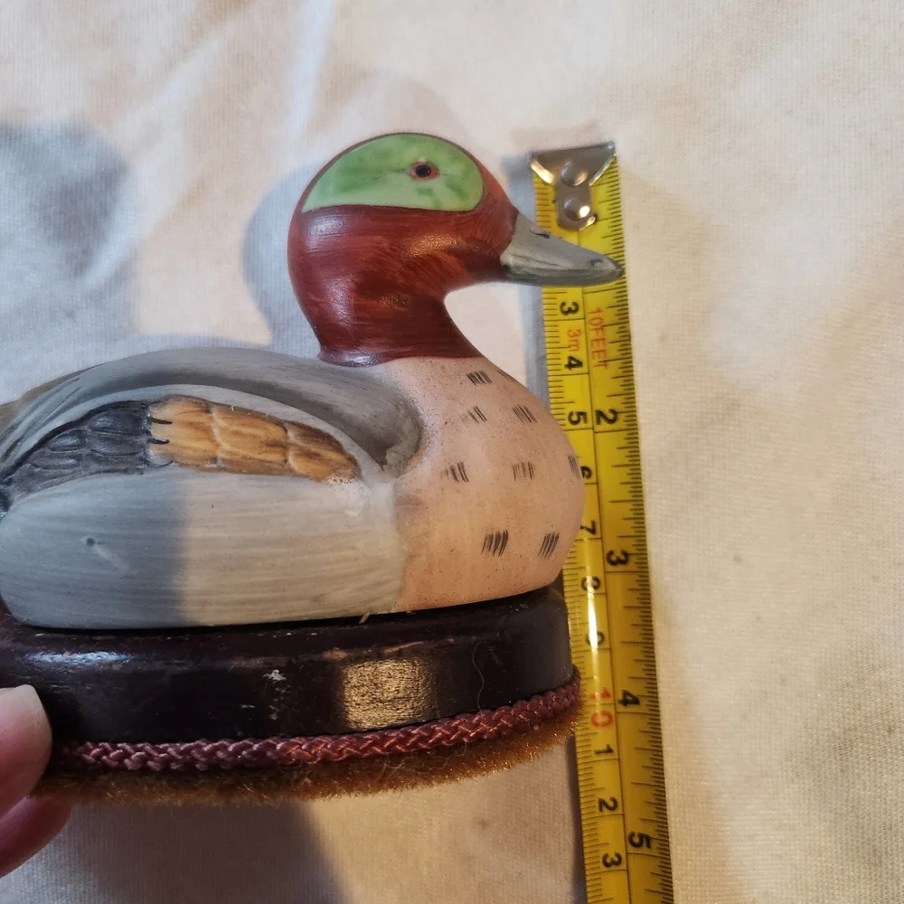 Hand Painted Duck Wooden Scrubber Brush Vintage Style